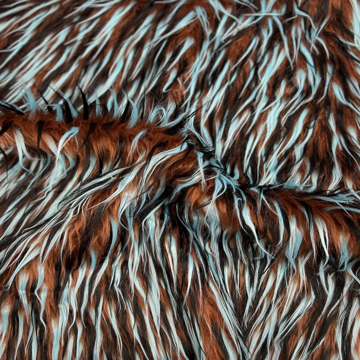 Three Spike Shaggy Faux Fur Fabric - 100 Percent Polyester Fabric, Multi Color Shaggy Texture, 60" Width, 1.5-2" Pile Length (1 Yard)