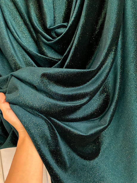 Shimmer Stretch Velvet Hunter Green