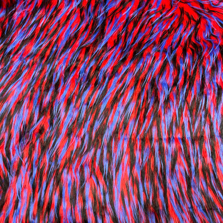 Three Spike Shaggy Faux Fur Fabric - 100 Percent Polyester Fabric, Multi Color Shaggy Texture, 60" Width, 1.5-2" Pile Length (1 Yard)