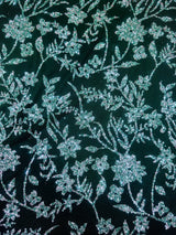 Beaded Floral Lace Green Silver