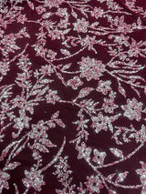 Beaded Floral Lace Wine Silver