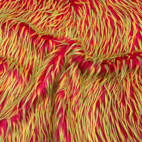 Three Spike Shaggy Faux Fur Fabric - 100 Percent Polyester Fabric, Multi Color Shaggy Texture, 60" Width, 1.5-2" Pile Length (1 Yard)