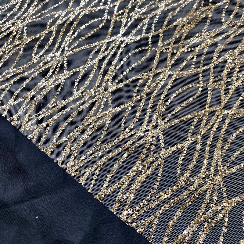 Gold Glitter Lace on Mesh