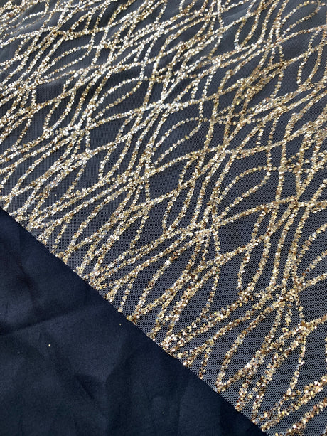 Gold Glitter Lace on Mesh
