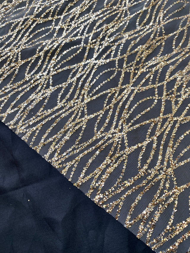Gold Glitter Lace on Mesh
