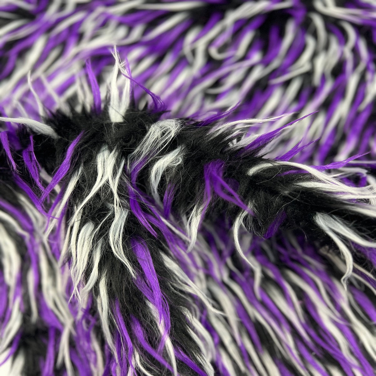 Three Spike Shaggy Faux Fur Fabric - 100 Percent Polyester Fabric, Multi Color Shaggy Texture, 60" Width, 1.5-2" Pile Length (1 Yard)