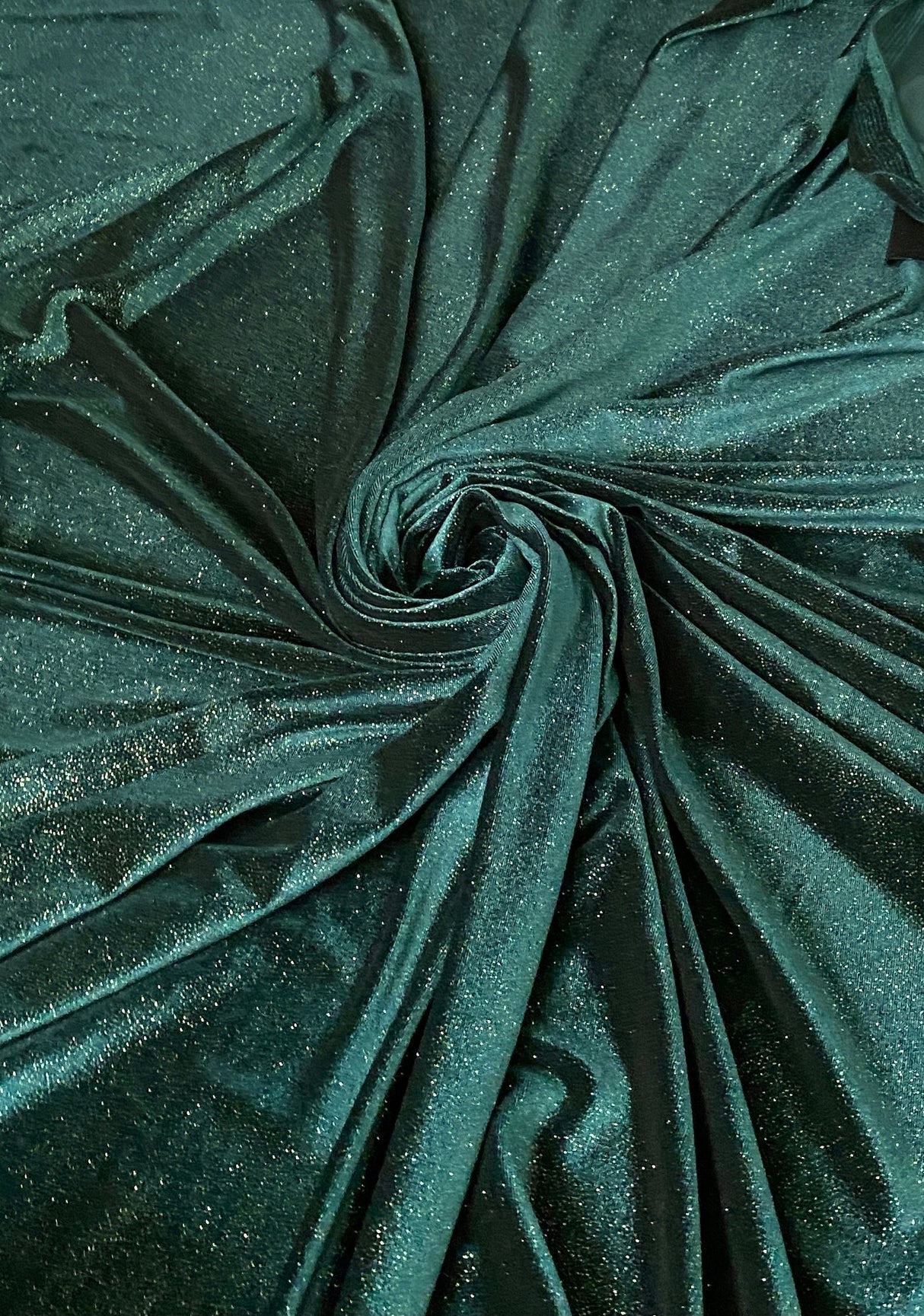 Shimmer Stretch Velvet Hunter Green