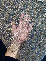 Gold Glitter Lace on Mesh