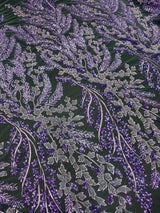 Beaded Embroidered Lace Lavender Leaves