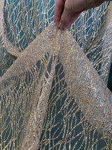 Gold Glitter Lace on Mesh