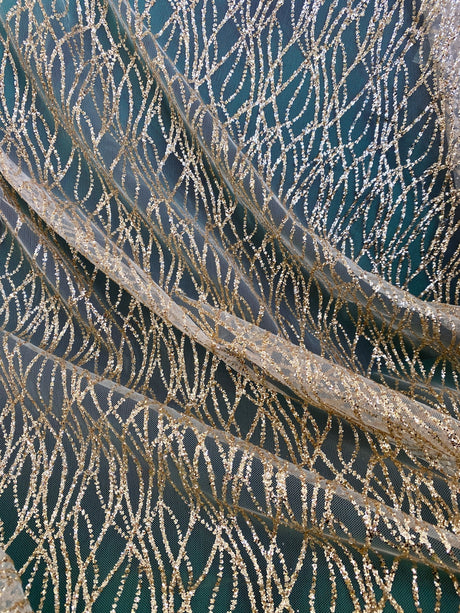 Gold Glitter Lace on Mesh