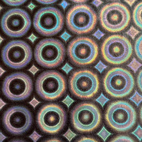 Hologram Polyester Spandex Fabric Silver Bull's Eye 60"