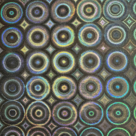 Hologram Polyester Spandex Fabric Silver Bull's Eye 60"