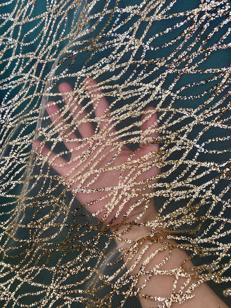 Gold Glitter Lace on Mesh