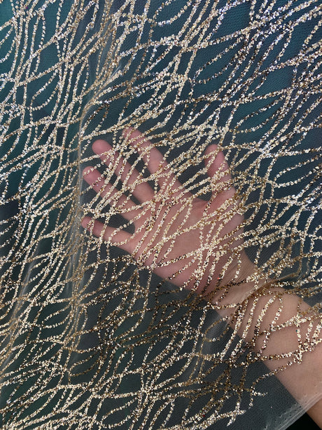 Gold Glitter Lace on Mesh