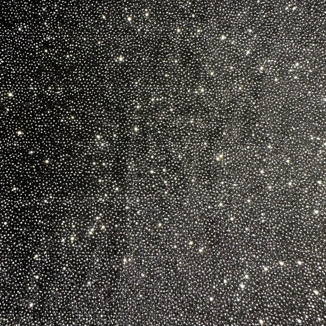 Glitter Velvet Fabric Black Silver 60"