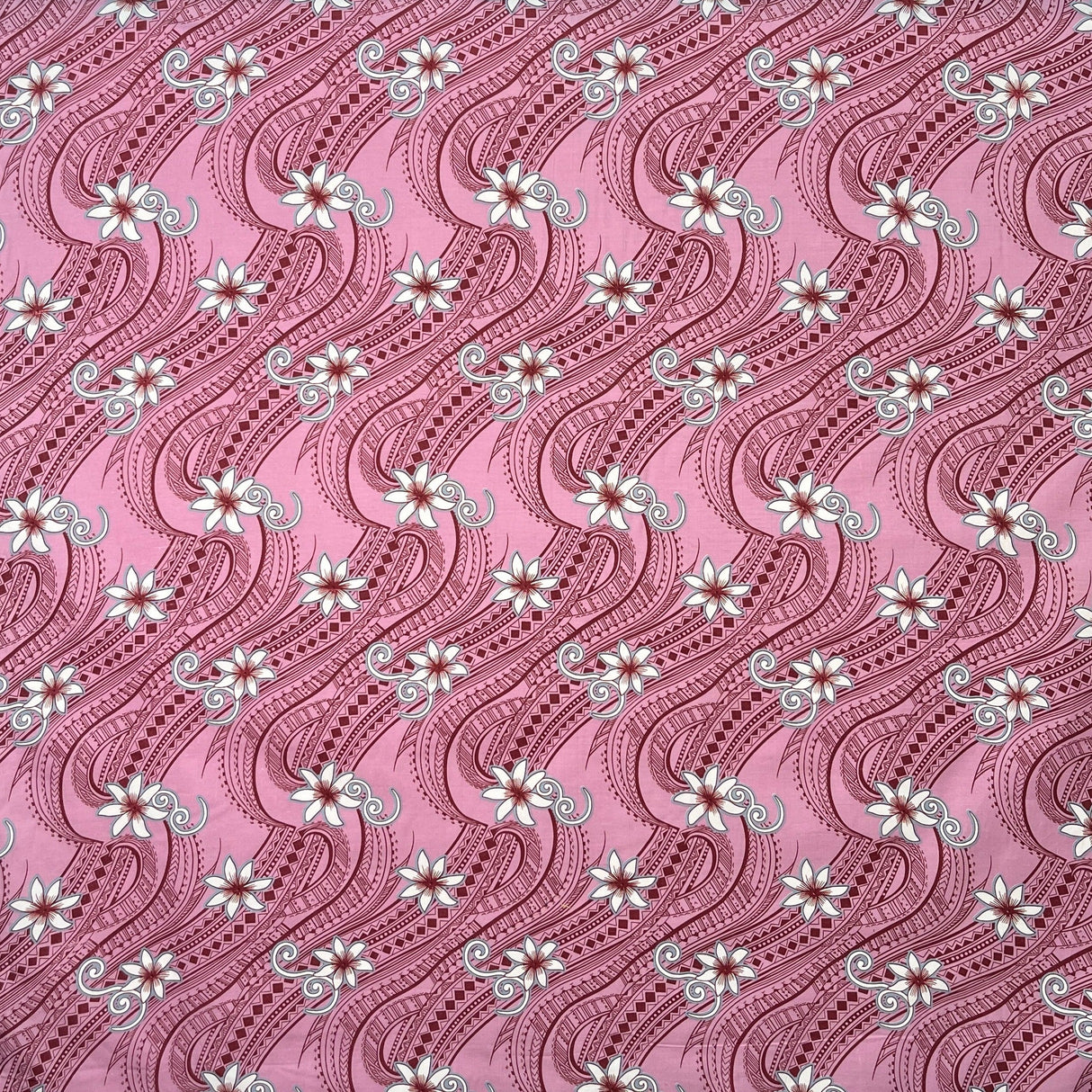 Tiare Waves Polyester Fabric - Traditional Tattoo Wave Print, 60" Width (1 Yard)