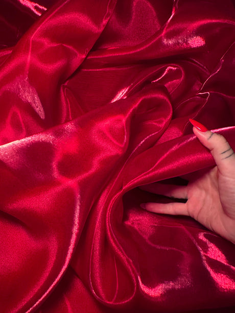 Liquid Shimmery Organza Cranberry Red