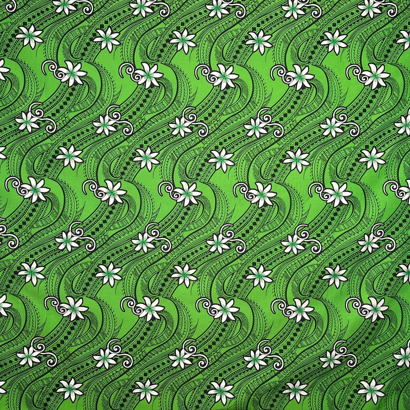 Polyester Fabric Tiare Waves Traditional Tattoo Print