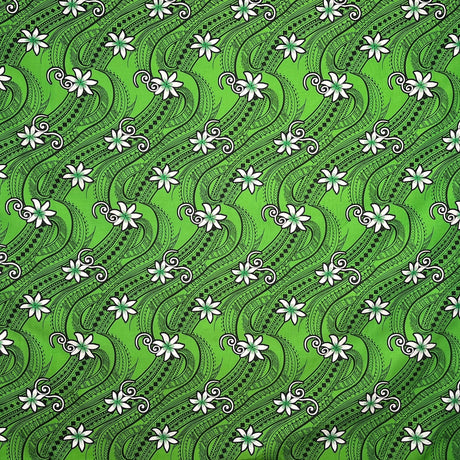 Tiare Waves Traditional Tattoo Polyester Fabric - Traditional Tattoo Waves Print, 60" Width (1 Yard)