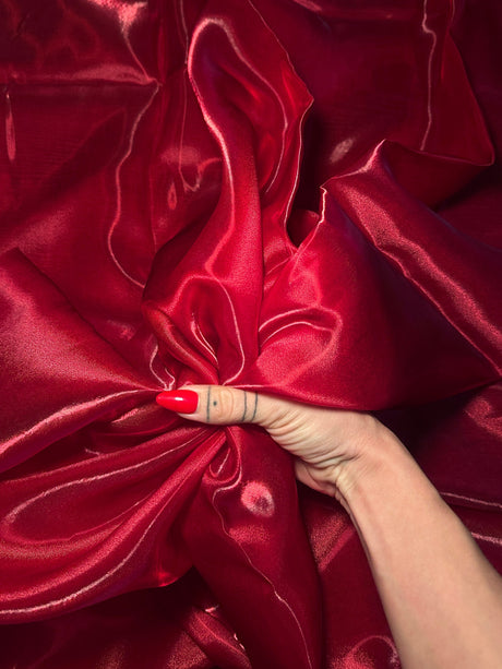 Liquid Shimmery Organza Cranberry Red