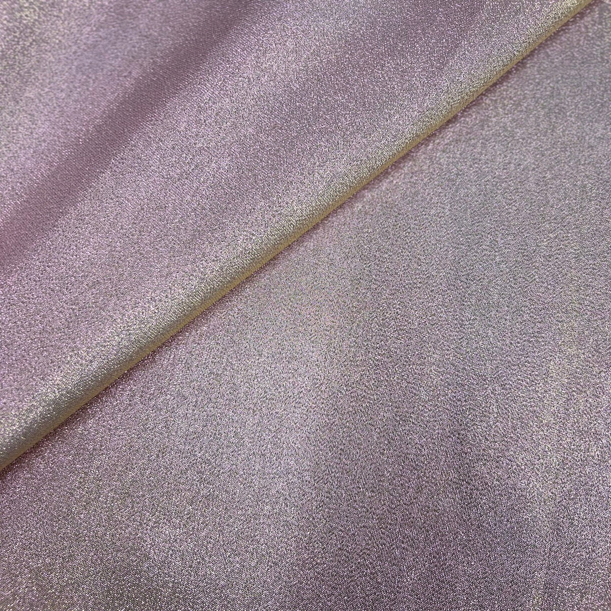 Iridescent Glitter Lurex Faux Satin Polyester Fabric - Lavender, Pink, Gold, Rose Gold, Silver Accent, 58" Width (1 Yard)