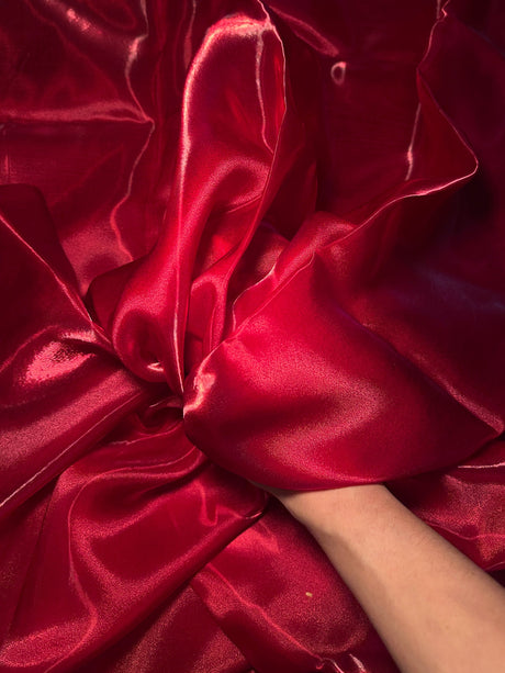 Liquid Shimmery Organza Cranberry Red