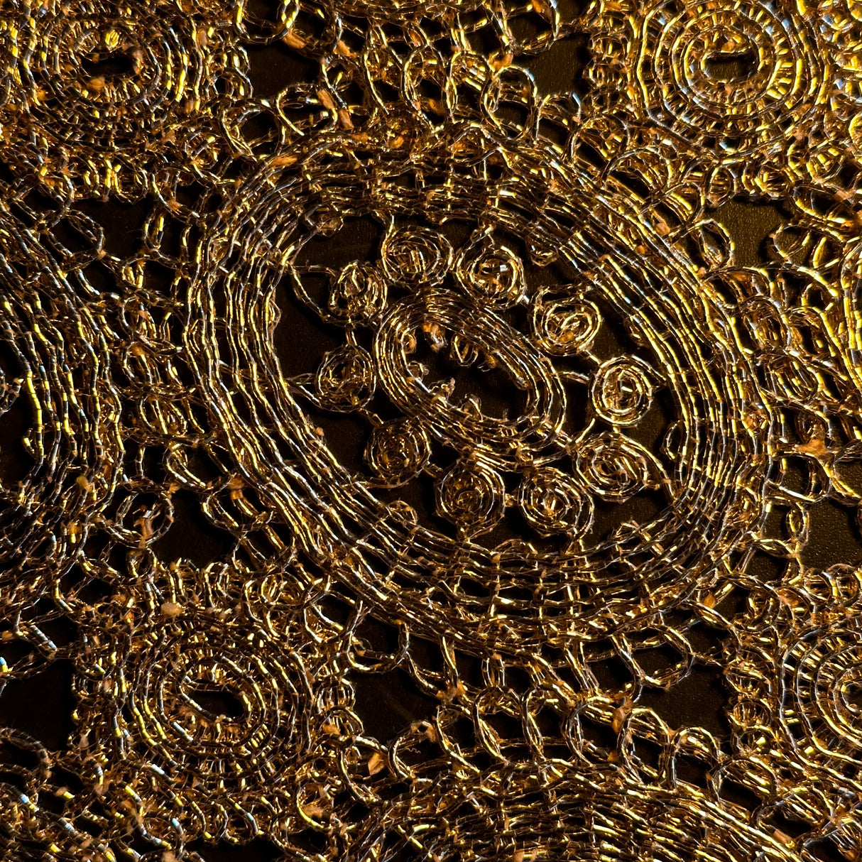 Polyester Galaxy Cord Embroidery Lace Fabric 50" Gold Copper