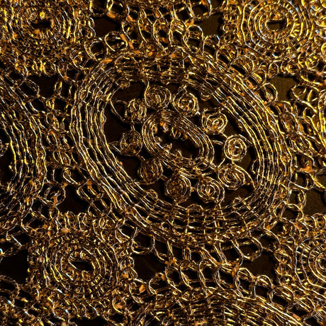 Polyester Galaxy Cord Embroidery Lace Fabric 50" Gold Copper