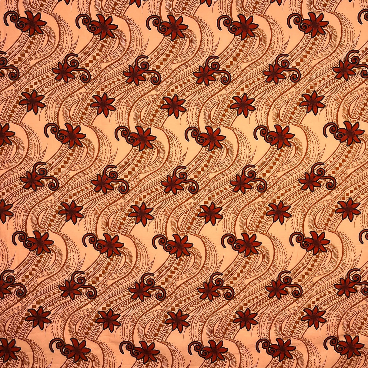 Polyester Fabric Tiare Waves Traditional Tattoo Print