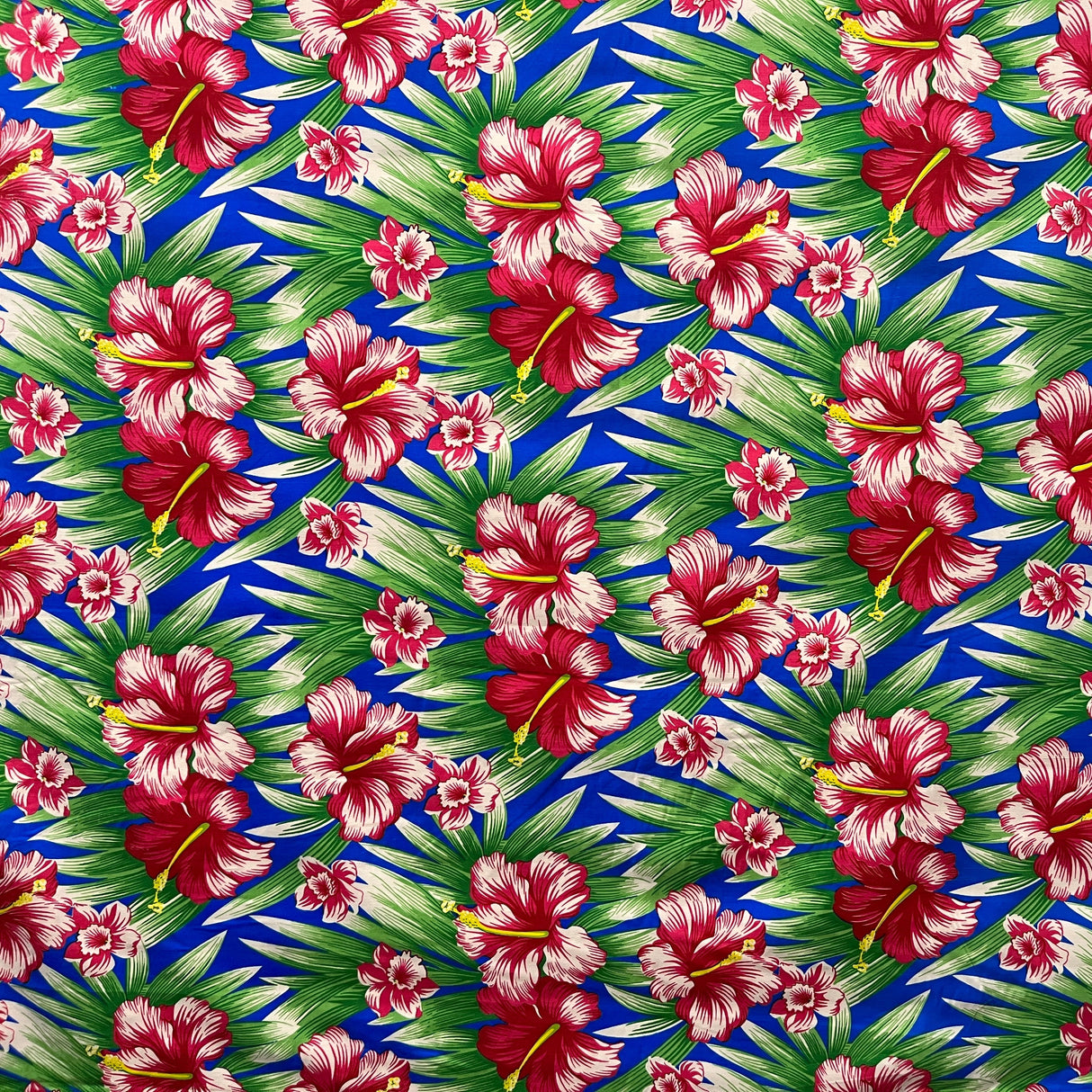 Hibiscus Floral Print Polyester Fabric - Hibiscus Floral Print, 60" Width (1 Yard)
