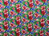 Polyester Fabric Multicolor Hibiscus Flowers