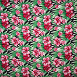 Hibiscus Floral Print Polyester Fabric - Hibiscus Floral Print, 60" Width (1 Yard)