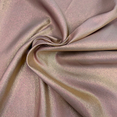 Iridescent Glitter Lurex Faux Satin Polyester Fabric - Lavender, Pink, Gold, Rose Gold, Silver Accent, 58" Width (1 Yard)