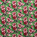 Multicolor Hibiscus Flowers Polyester Fabric - Blue & Green, Palm Trees And Hibiscus Flowers, 60" Width (1 Yard)
