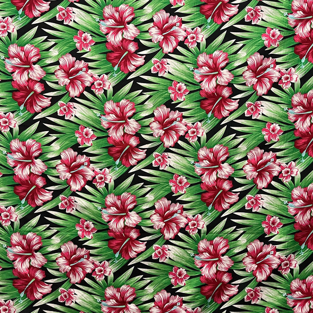 Polyester Fabric Multicolor Hibiscus Flowers