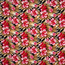 Multicolor Hibiscus Flowers Polyester Fabric - Tropical Hibiscus And Palm Tree Print, 60" Width (1 Yard)