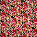 Polyester Fabric Multicolor Hibiscus Flowers