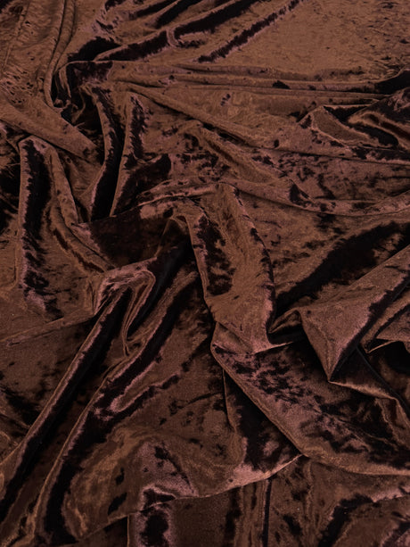 Stretch Crushed Velvet Chocolate Brown