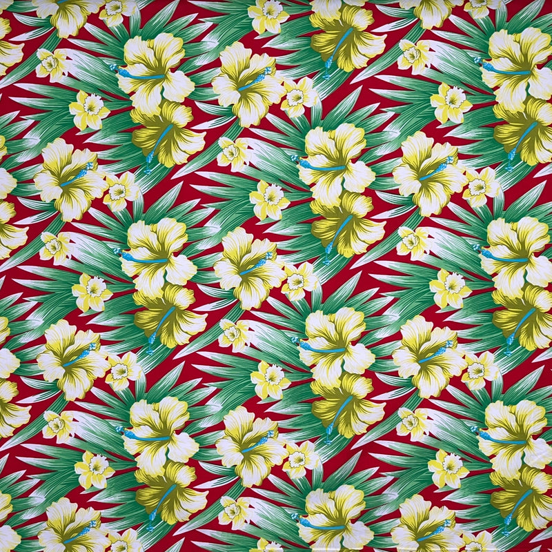 Polyester Fabric Hibiscus Floral Print