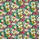 Multicolor Hibiscus Flowers Polyester Fabric - Tropical Hibiscus And Palm Tree Print, 60" Width (1 Yard)