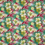 Polyester Fabric Multicolor Hibiscus Flowers