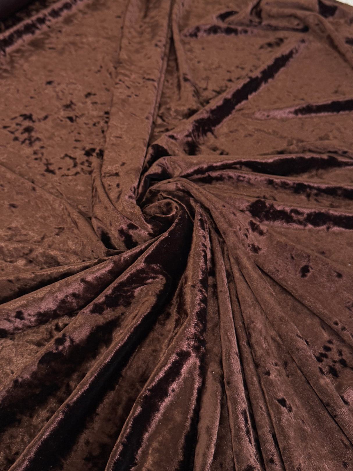 Stretch Crushed Velvet Chocolate Brown