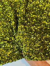 Stretch Sequin on Velvet Olive Green