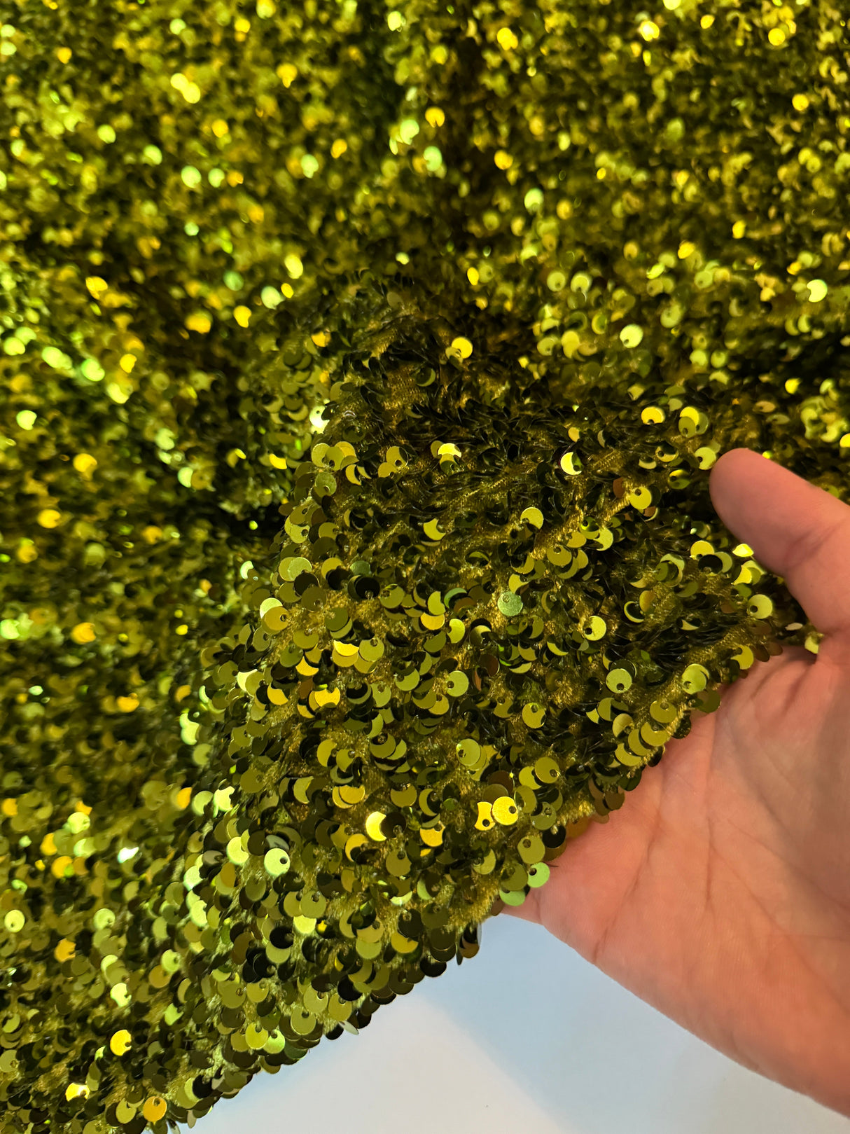 Stretch Sequin on Velvet Olive Green