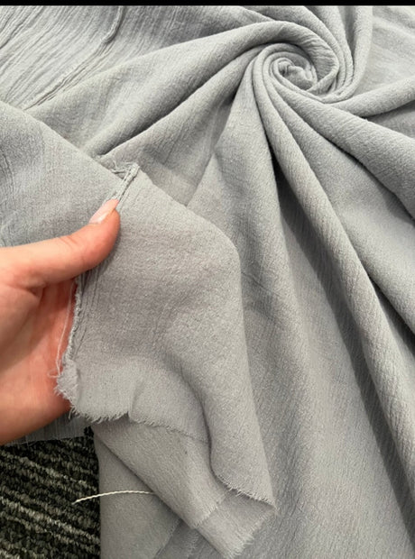Gray Crinkle Cotton Gauze