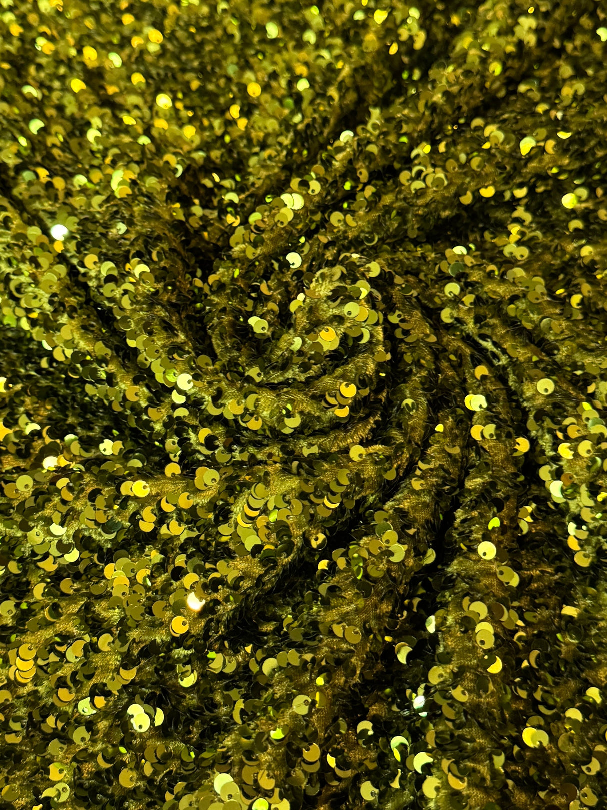 Stretch Sequin on Velvet Olive Green