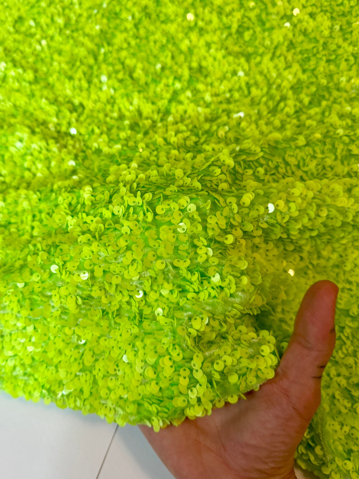 Sequin on Velvet Neon Green