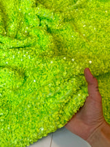 Sequin on Velvet Neon Green