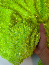 Sequin on Velvet Neon Green